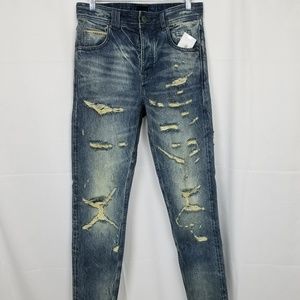 I Love Ugly Mens Distressed Selvedge Jeans 31 x 32